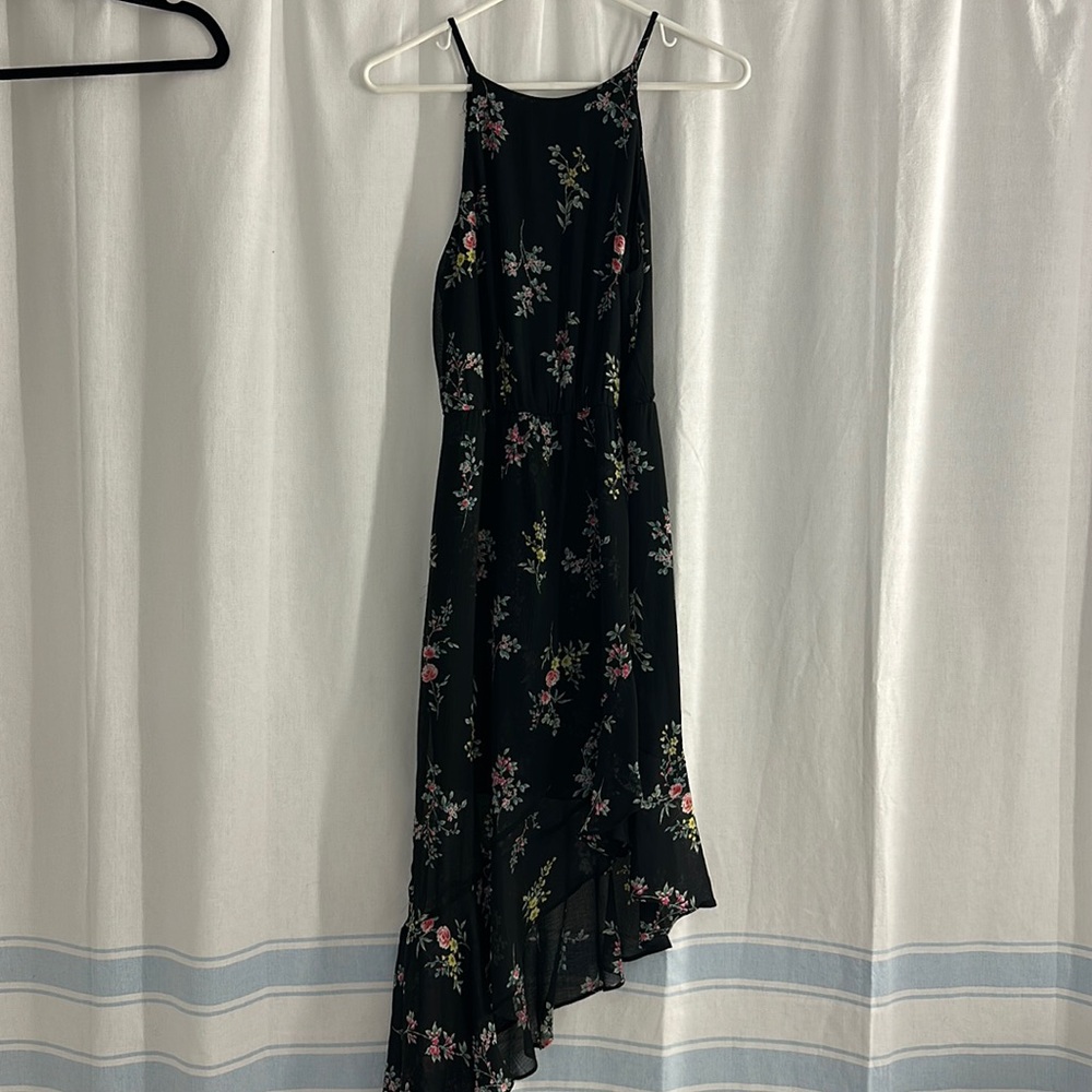 Aqua - black flowered dress